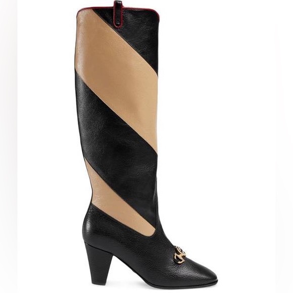 NWT Gucci Zummi GG Horsebit Striped Knee High Boots 38.5 - Picture 2 of 5